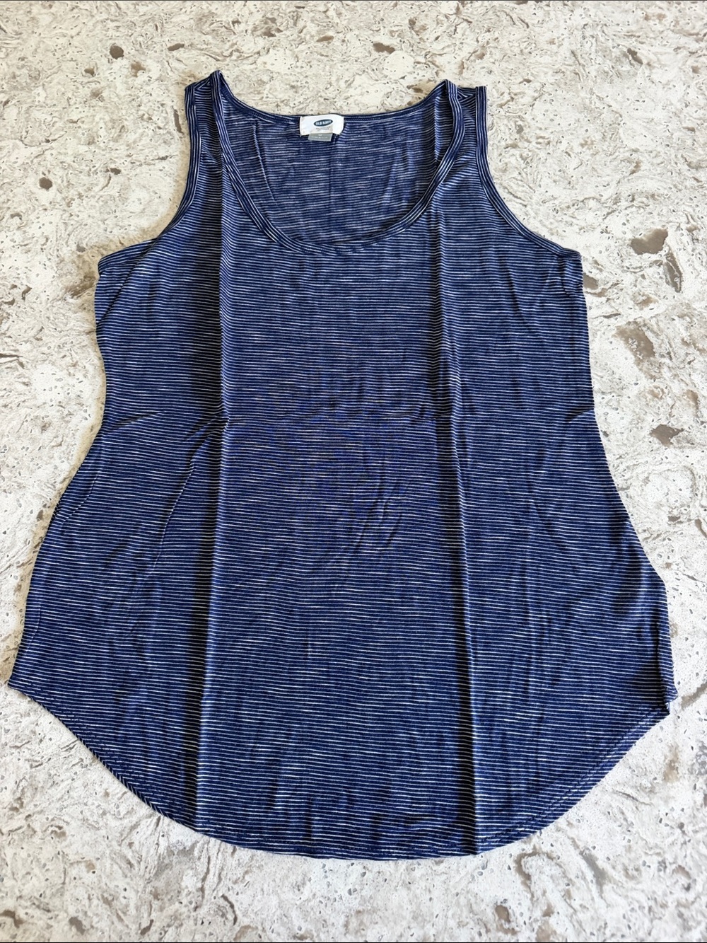 Old Navy Navy and White Striped Scoop Tank